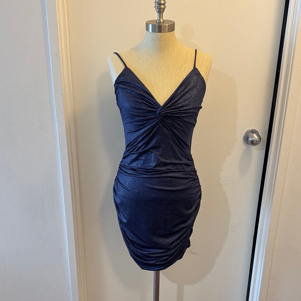 Lucy in the Sky Navy Ruched Mini Dress